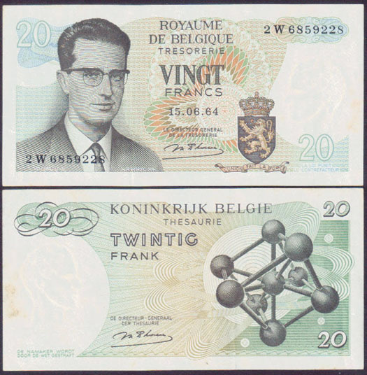 1964 Belgium 20 Francs L000275